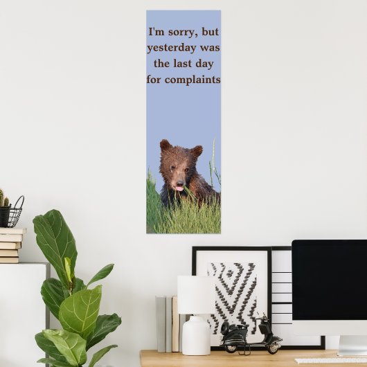 12x36 Poster papier (Matte) met grizzly beer cub (Thuiskantoor)