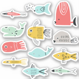 12x Cartoon Vis Sticker