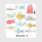 12x Cartoon Vis Sticker (Vel)