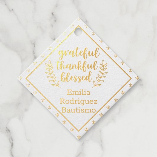 12x ECHTE FOLIE Katholieke Kruis Dank u BAUTISMO Bedankjes Labels (Voorkant)