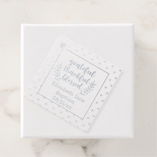12x Slanke REAL SILVER FOIL Dank u BAPTISME Bedankjes Labels (Met doos)