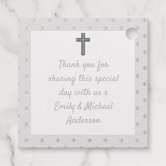 12x Slanke REAL SILVER FOIL Dank u BAPTISME Bedankjes Labels (Achterkant)