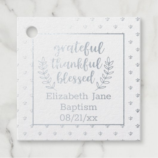 12x Slanke REAL SILVER FOIL Dank u BAPTISME Bedankjes Labels (Voorkant)