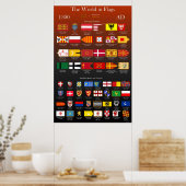 1300 AD-vlaggen van de wereld Poster (Keuken)