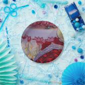 1304 - Trouwtaart, boeket en ringen Papieren Bordje (Feest)