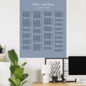 130 Blue Simple Wedding Seating Chart Poster (Thuiskantoor)