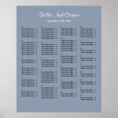 130 Blue Simple Wedding Seating Chart Poster (Voorkant)