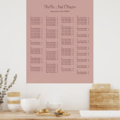 130 Cinnamon Roos Simple Wedding Seating Chart Poster (Keuken)