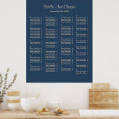 130 Classic Blue Simple Wedding Seating Chart Poster (Keuken)