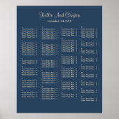 130 Classic Blue Simple Wedding Seating Chart Poster (Voorkant)