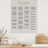 130 Gray Simple Wedding Seating Chart Poster (Keuken)