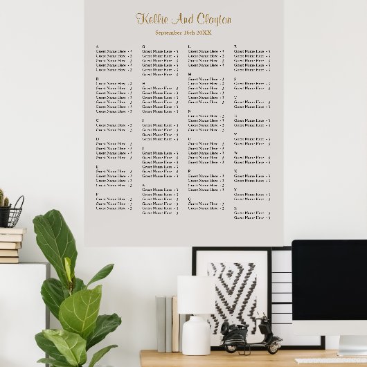 130 Gray Simple Wedding Seating Chart Poster (Thuiskantoor)
