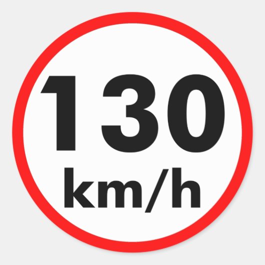 130 km/u ronde sticker (Voorkant)