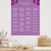 130 Paarse en goudFloral Wedding Seating Chart Poster (Keuken)