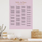 130 Paarse Simple Wedding Seating Chart Poster (Keuken)