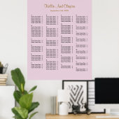 130 Paarse Simple Wedding Seating Chart Poster (Thuiskantoor)