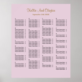130 Paarse Simple Wedding Seating Chart Poster