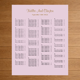 130 Paarse Simple Wedding Seating Chart Poster