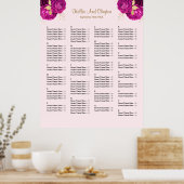130 Roze en gouden Floral Wedding Seating Chart Poster (Keuken)