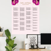 130 Roze en gouden Floral Wedding Seating Chart Poster (Thuiskantoor)