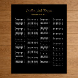 130 Simple Black Wedding Seating Chart Poster