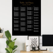 130 Simple Black Wedding Seating Chart Poster (Thuiskantoor)
