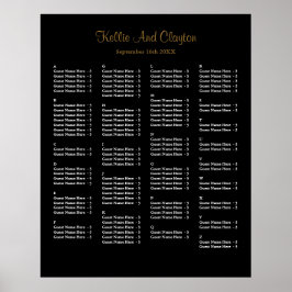 130 Simple Black Wedding Seating Chart Poster