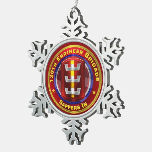 130E ENGINEER BRIGADE TIN SNEEUWVLOK ORNAMENT (Rechts)