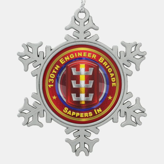 130E ENGINEER BRIGADE TIN SNEEUWVLOK ORNAMENT (Voorkant)