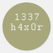 1337 H4CK3R RONDE STICKER (Voorkant)