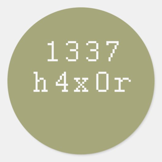 1337 H4CK3R RONDE STICKER (Voorkant)