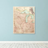 13435 Mich, Wis, Minn, Ia, Mo, Ill, Ind, Ky Canvas Afdruk (Insitu (Houten vloer))