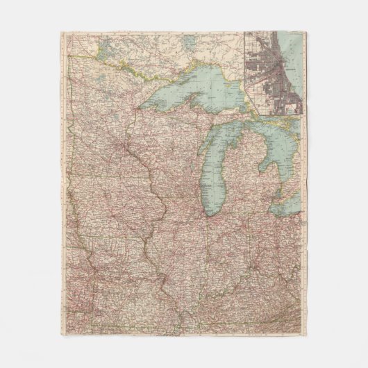 13435 Mich, Wis, Minn, Ia, Mo, Ill, Ind, Ky Fleece Deken (Voorkant)