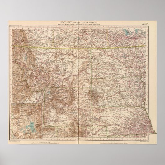 13637 Mont, ND, SD, Wyo, Neb Poster (Voorkant)