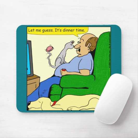 1396 Cat Dinner Time Cartoon Muismat (Met muis)