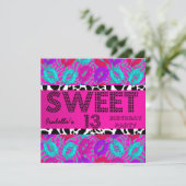 13 13th Birthday Lips Koe Paars Roze Blauwgroen Kaart (Staand voorkant)