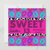 13 13th Birthday Lips Koe Paars Roze Blauwgroen Kaart (Voorkant)