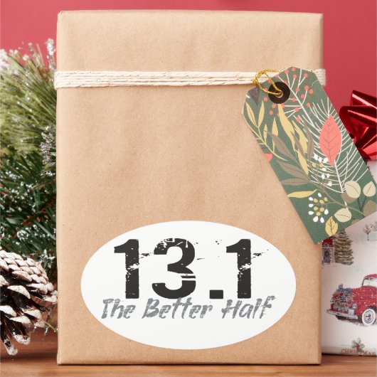 13.1 De betere halfhoge marathonloper Ovale Sticker (Feestdagen)