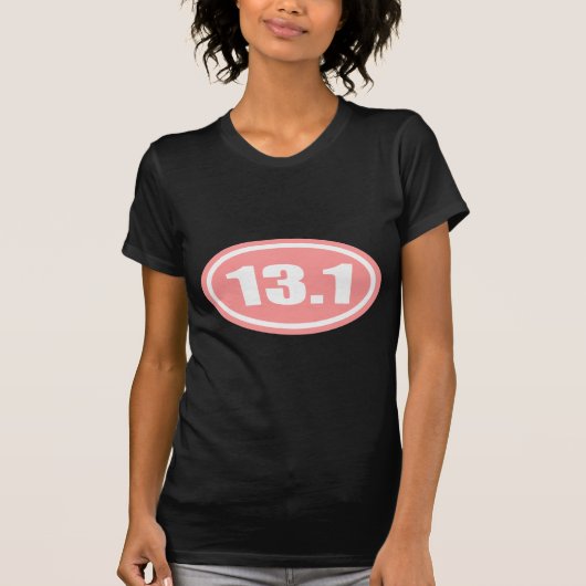 13.1 Half marathon roze ovaal T-shirt (Voorkant)