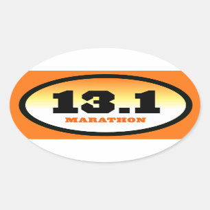 13.1 Halfmarathon zwart-Oranje ovaal Ovale Sticker