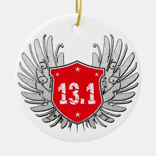 13.1 Halfmarathonschild Keramisch Ornament (Voorkant)