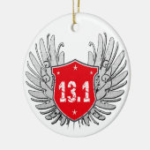 13.1 Halfmarathonschild Keramisch Ornament (Links)