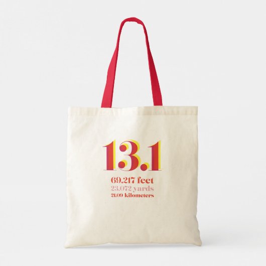 13.1 Halve marathon op loopafstand Vet Rood Tekst Tote Bag (Achterkant)