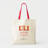 13.1 Halve marathon op loopafstand Vet Rood Tekst Tote Bag (Voorkant)