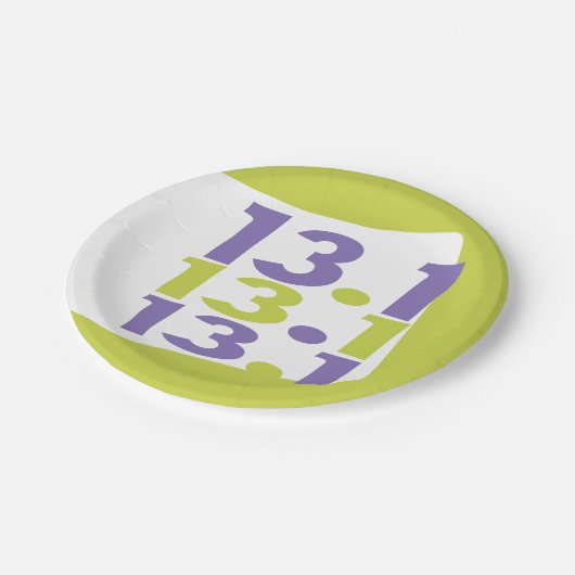 13.1 halve marathon papieren bordje (Gekanteld)