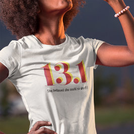 13.1 Halve marathon Running Bold Geel Rode Tekst T-shirt