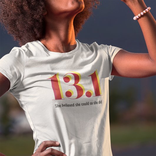 13.1 Halve marathon Running Bold Geel Rode Tekst T-shirt