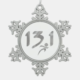 13.1 halve marathon tin sneeuwvlok ornament