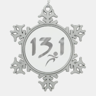 13.1 halve marathon tin sneeuwvlok ornament