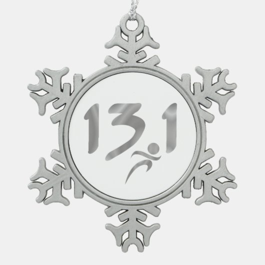 13.1 halve marathon tin sneeuwvlok ornament (Voorkant)